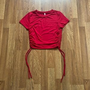 Red super soft Shirt with red ties on the sides